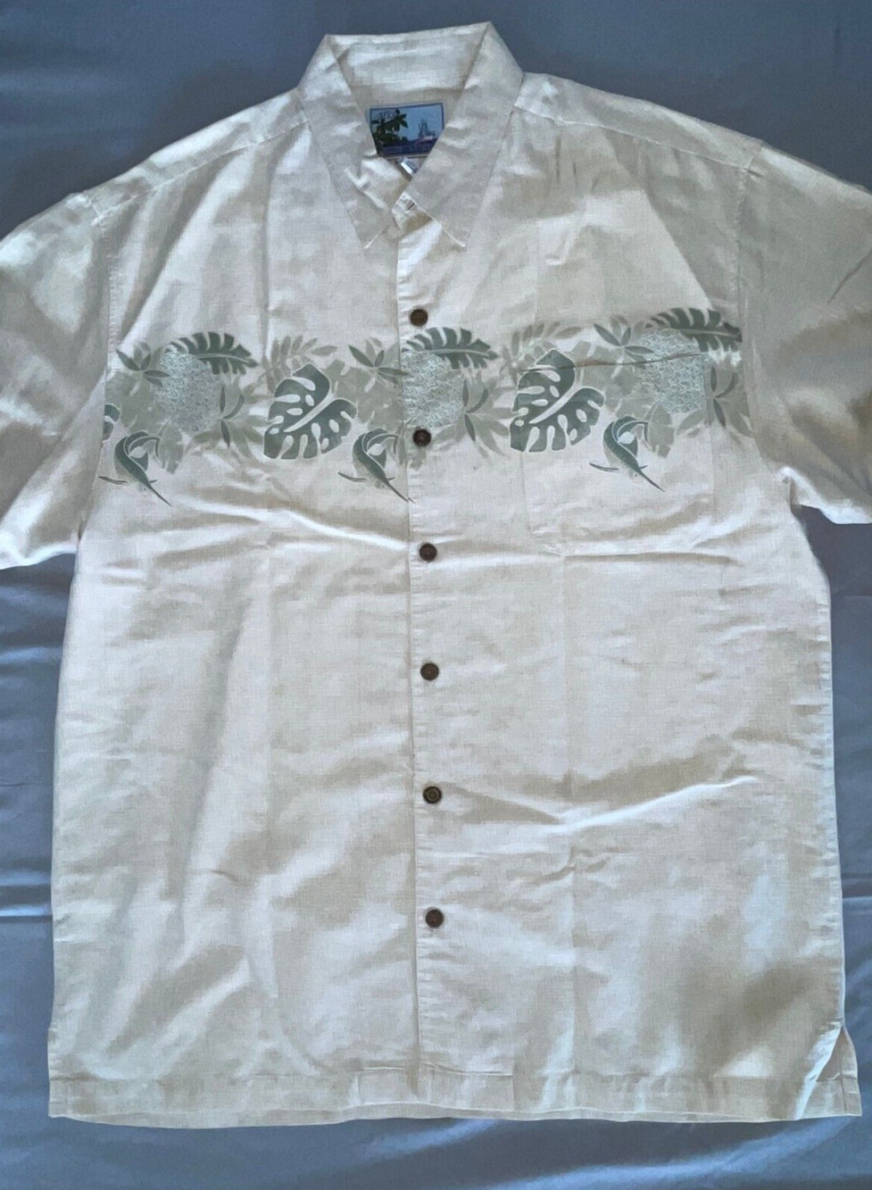 Aftco Blue Water Short Sleeve Button Front Fishing Themed Sport Shirt. XL, EUC!